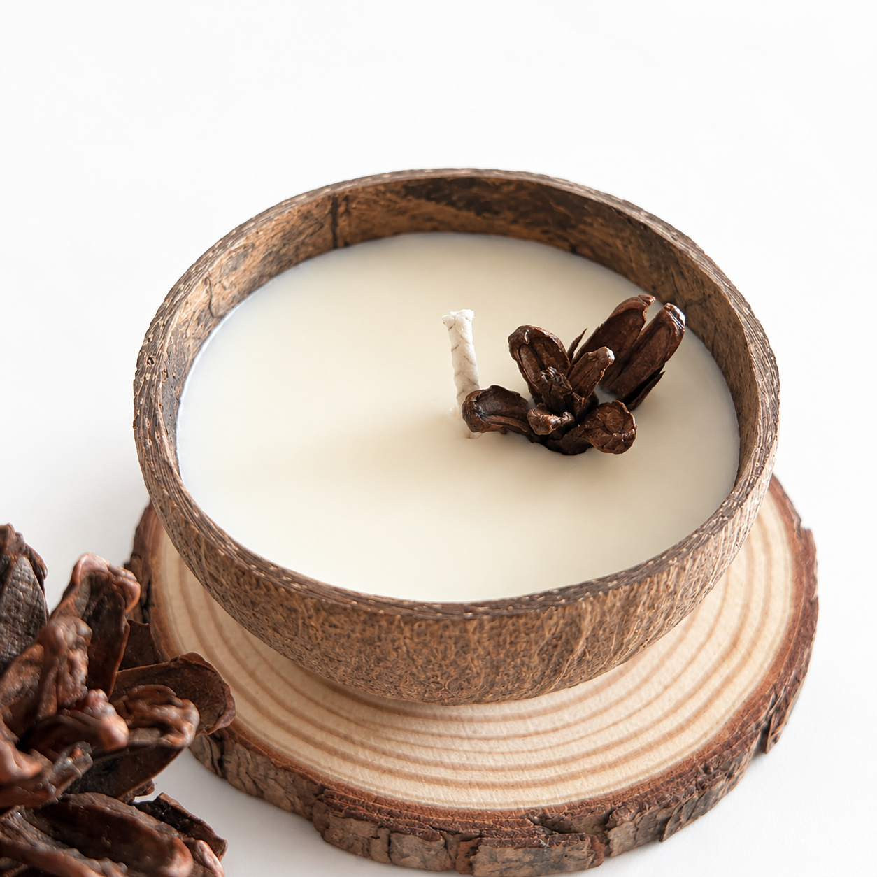 Nến Thơm Gáo Dừa Size S 100g-Quà Tặng Mộc Mạc, Resort, Khách Sạn, Sự Kiện, Souvenir.